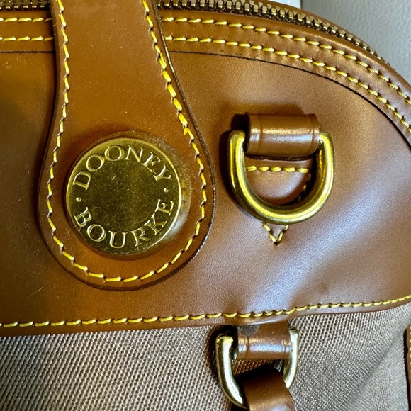 Brown and Tan Canvas and Leather Dooney & Bourke Handbag - Picture 3 of 9